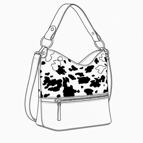 Cow Print Handbag: Handmade Leather & Faux Fur Western Purse