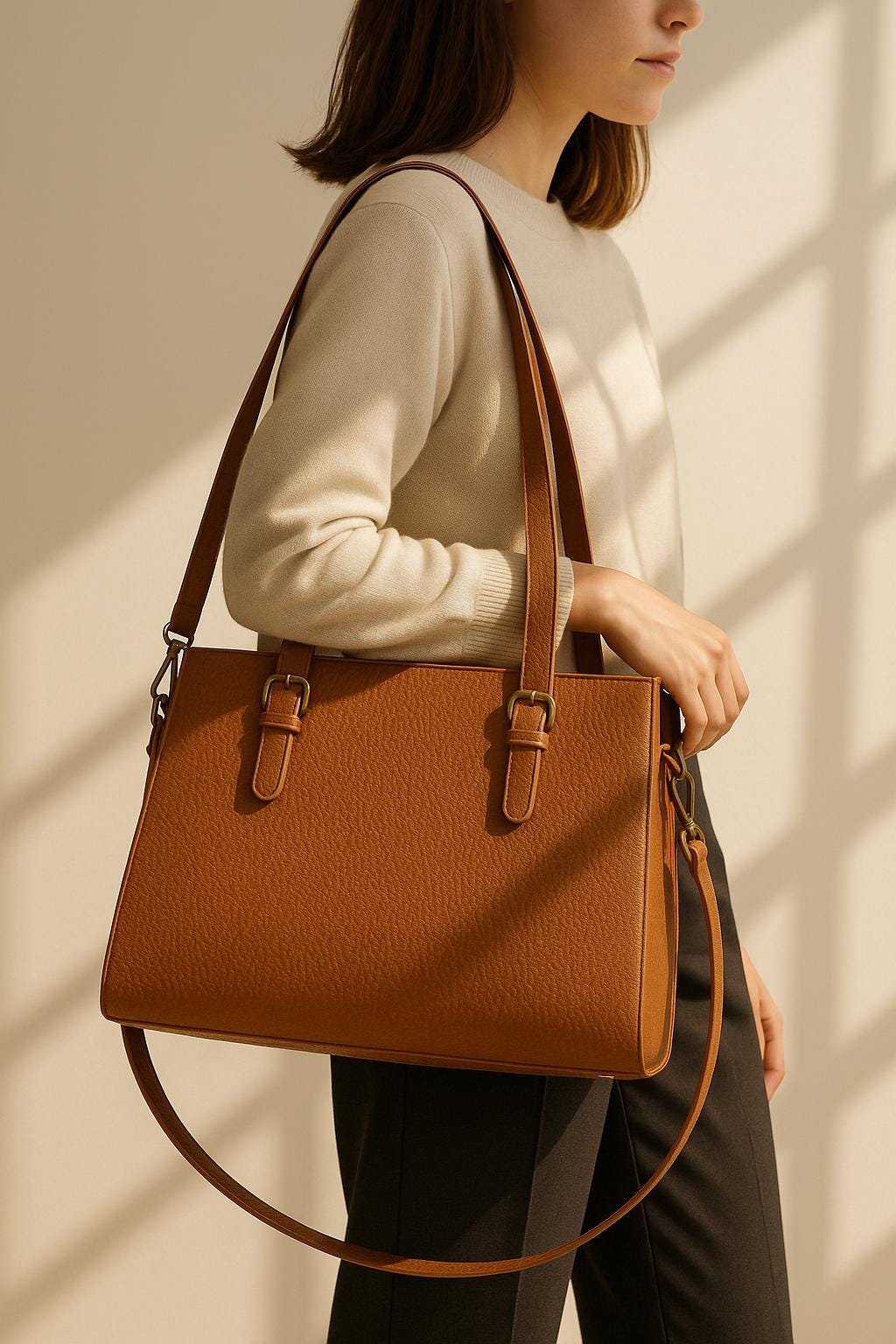 Personalized vegan leather tote bag office style
