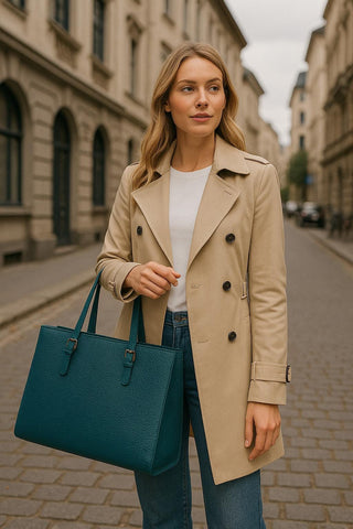Personalized vegan leather tote bag office style