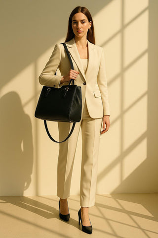 Personalized vegan leather tote bag office style