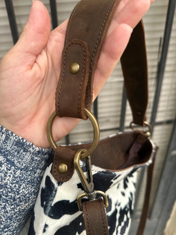 Cow Print Handbag: Handmade Leather & Faux Fur Western Purse