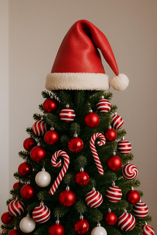 Santa Hat luxury soft vegan leather with sheepskin personalized
