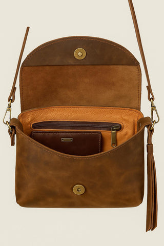 Italian Leather Small Crossbody Bag: Unisex Minimalist Purse