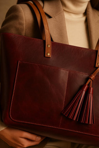 Large office Tote bag leather full grain leather gift for her