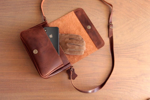 Cross Body Leather Bag Sofia Dark Brown