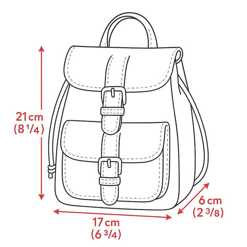Mini Backpack Purse Suede Black & Caramel, Metal Buckles in Silver