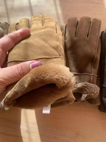 Kids Leather gloves sheepskin wool personalized with name/ initials