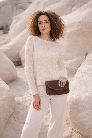Small crossbody purse women full grain leather woman minimal design "Galini"