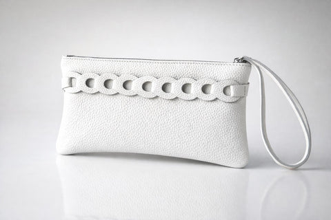 Infinity Leather Clutch Nude