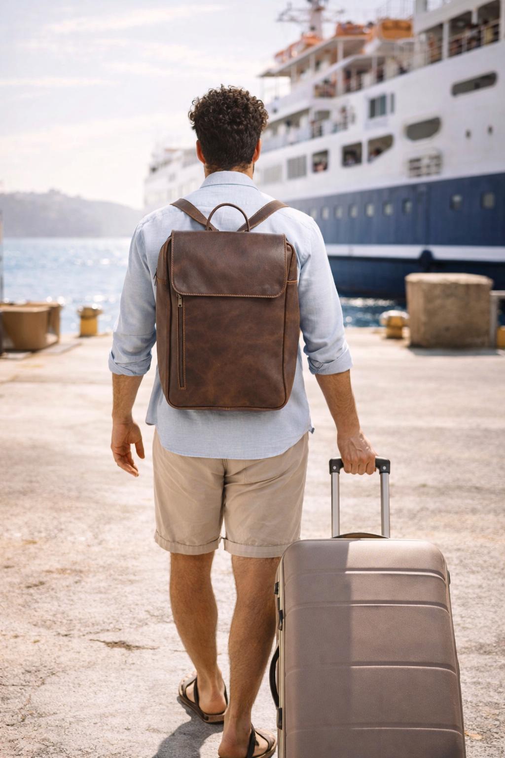 Full grain Italian Leather Backpack: 17" Laptop Bag, Handmade Rucksack