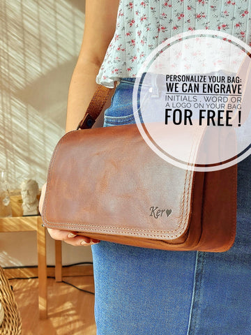 Cross Body Leather Bag Sofia Dark Brown