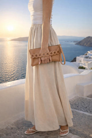 Infinity Leather Clutch Nude