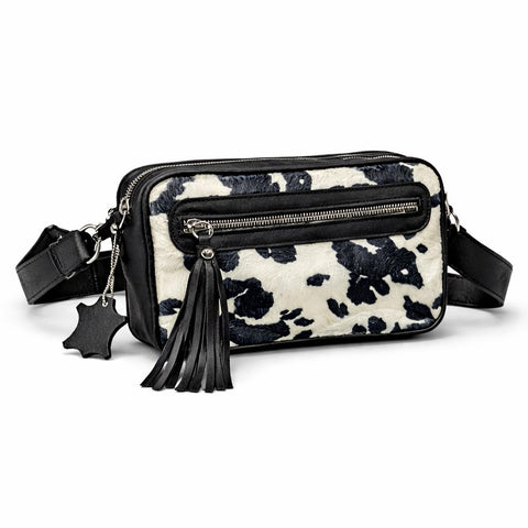 Leopard Print Leather Belt Bag, Full Grain Crossbody Fanny Pack
