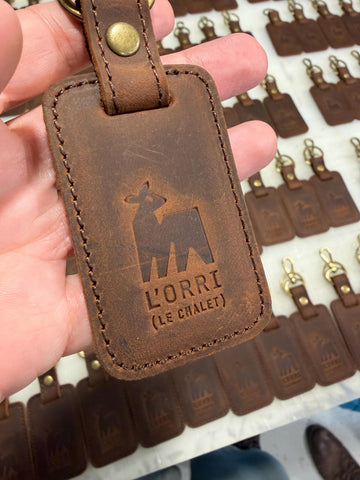 Rectangular leather keychain