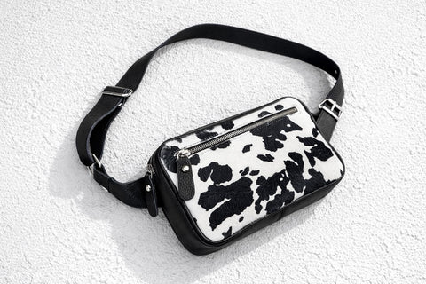 Leopard Print Leather Belt Bag, Full Grain Crossbody Fanny Pack