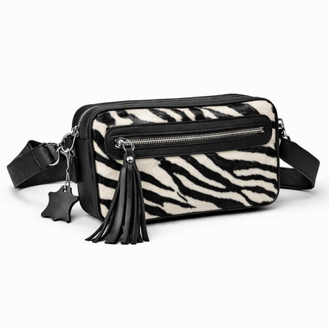 Leopard Print Leather Belt Bag, Full Grain Crossbody Fanny Pack