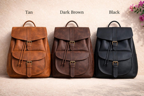 Full Grain Leather Backpack: Handmade Cowhide Travel Bag