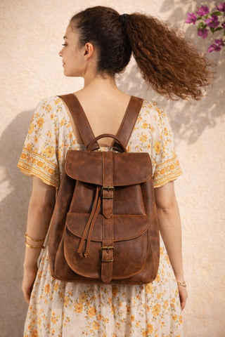 Full Grain Leather Backpack: Handmade Cowhide Travel Bag
