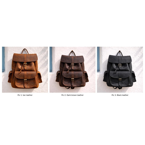 EXTRA LARGE LEATHER backpack full grain leather travel rucksack in 2 sizes