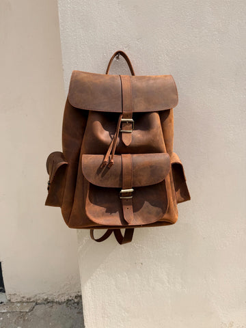 EXTRA LARGE LEATHER backpack full grain leather travel rucksack in 2 sizes