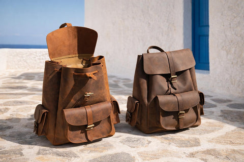 EXTRA LARGE LEATHER backpack full grain leather travel rucksack in 2 sizes