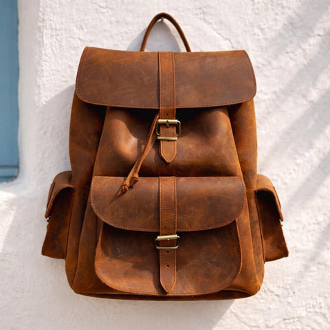 EXTRA LARGE LEATHER backpack full grain leather travel rucksack in 2 sizes