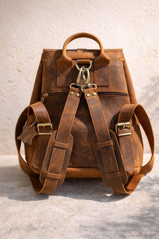 Brown Leather Backpack Full Grain Rucksack, Fits 17" Laptop
