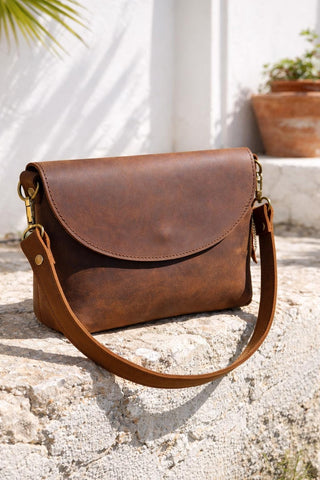 Italian Leather Small Crossbody Bag: Unisex Minimalist Purse
